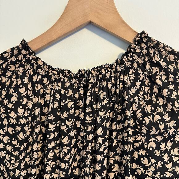 THE GREAT. Black Tan Floral Tiered Long Sleeve Maxi Dress 1 Small - Picture 15 of 16